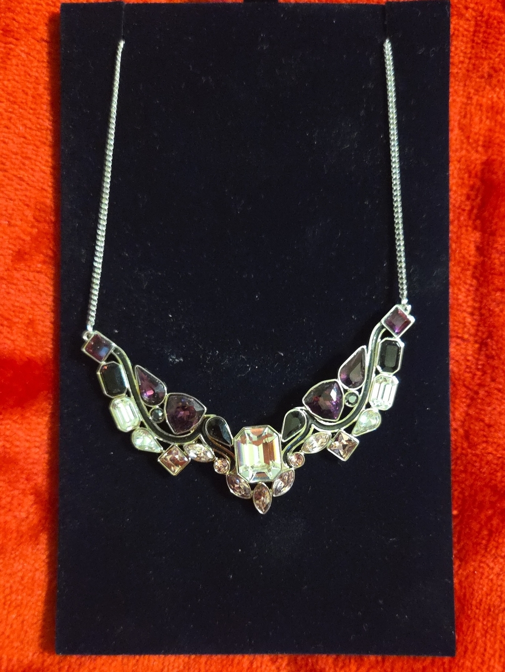 Swarovski Purple and Clear Crystal Bib Necklace
